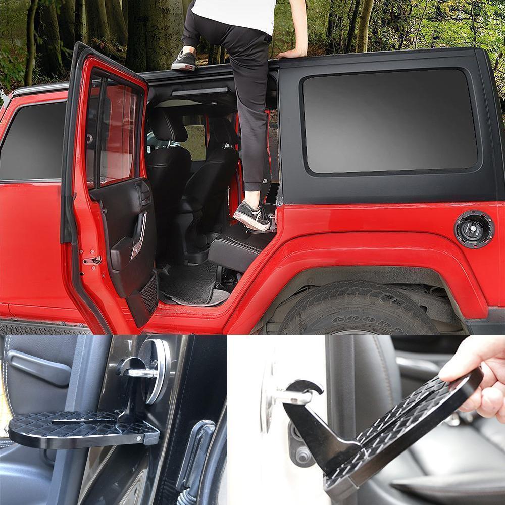 Car Door Step Aluminium Alloy | Folding Design with Built-In Safety Hammer | Supports Up to 510 Pounds for Rooftop Access