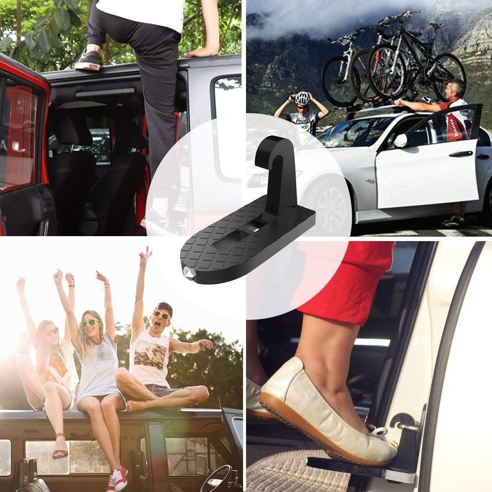 Car Door Step Aluminium Alloy | Folding Design with Built-In Safety Hammer | Supports Up to 510 Pounds for Rooftop Access