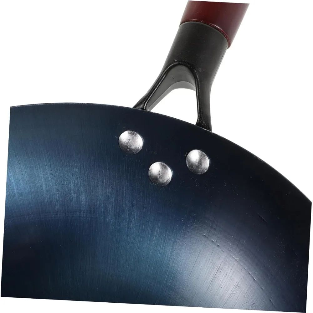Cast Iron Wok | Wood Handle, Natural Non-Stick Patina Surface | Even Heat Retention for Stir-Fry, Sear, Braise & Steam