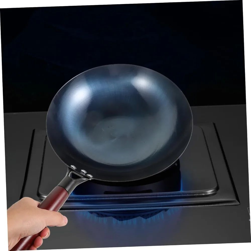 Cast Iron Wok | Wood Handle, Natural Non-Stick Patina Surface | Even Heat Retention for Stir-Fry, Sear, Braise & Steam
