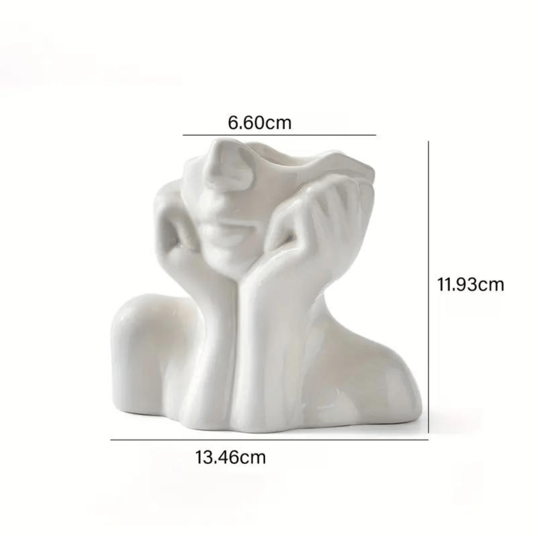 Ceramic Face Vase, Medium or Large | Elegant, Glamorous and Refined Styles | Sculptural Decor for Living Room and Office