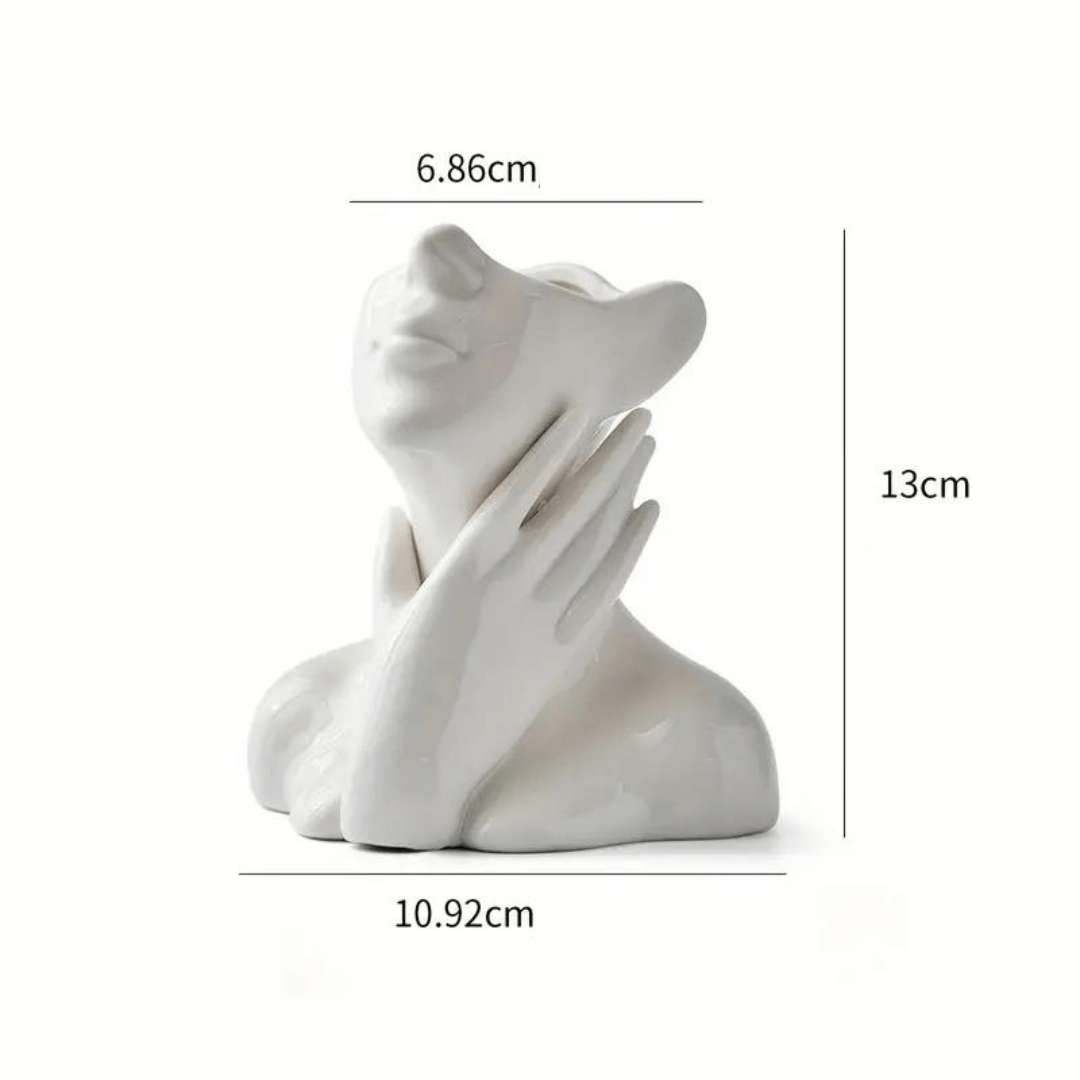 Ceramic Face Vase, Medium or Large | Elegant, Glamorous and Refined Styles | Sculptural Decor for Living Room and Office