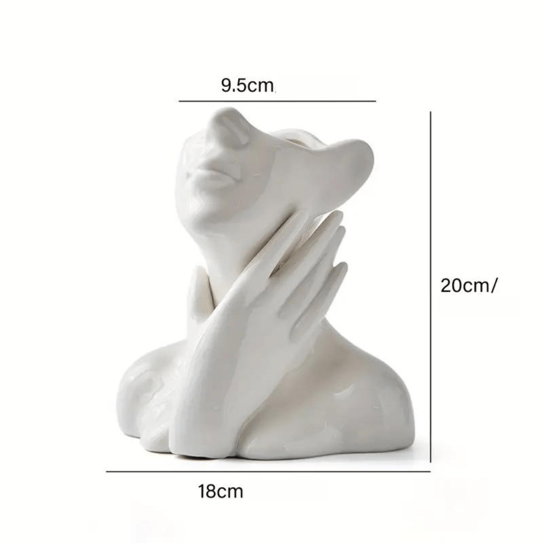 Ceramic Face Vase, Medium or Large | Elegant, Glamorous and Refined Styles | Sculptural Decor for Living Room and Office