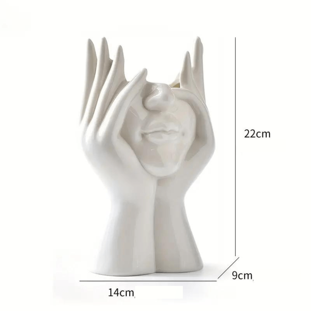 Ceramic Face Vase, Medium or Large | Elegant, Glamorous and Refined Styles | Sculptural Decor for Living Room and Office
