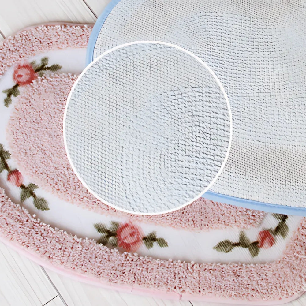 CharmingHeart | Non-Slip Bath Mat – Floral Tufted Microfiber Design