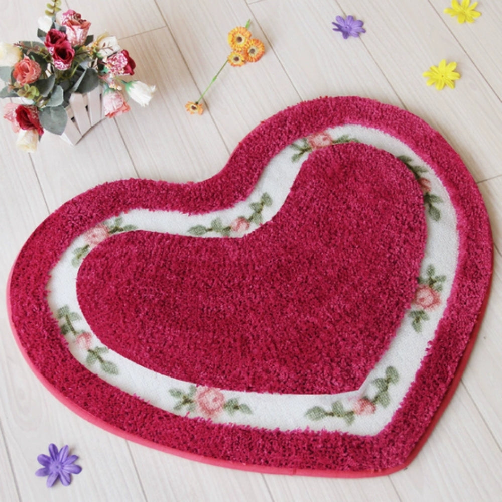 CharmingHeart | Non-Slip Bath Mat – Floral Tufted Microfiber Design