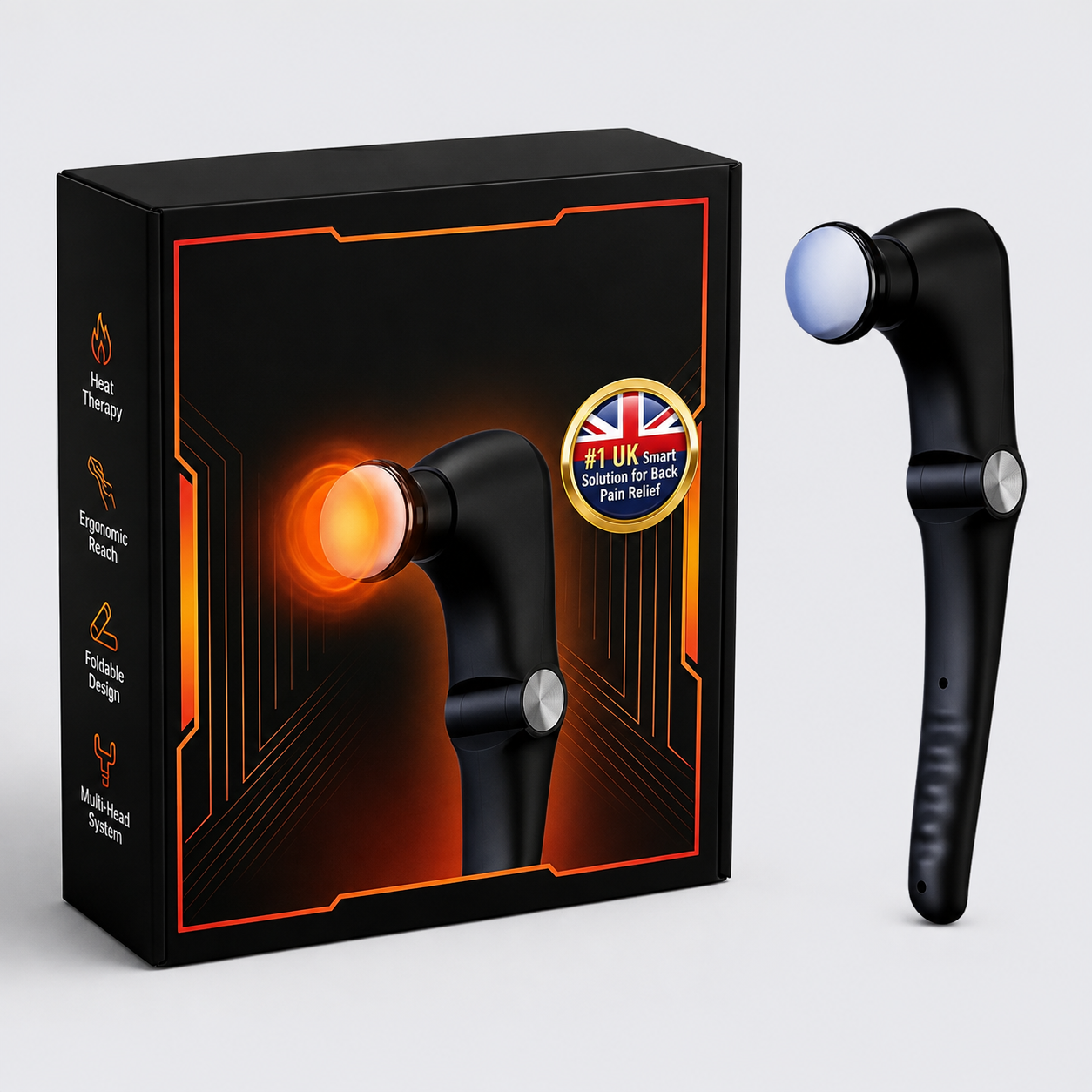 Back Heater & Massager Gun | Folding Arm, Heated Head