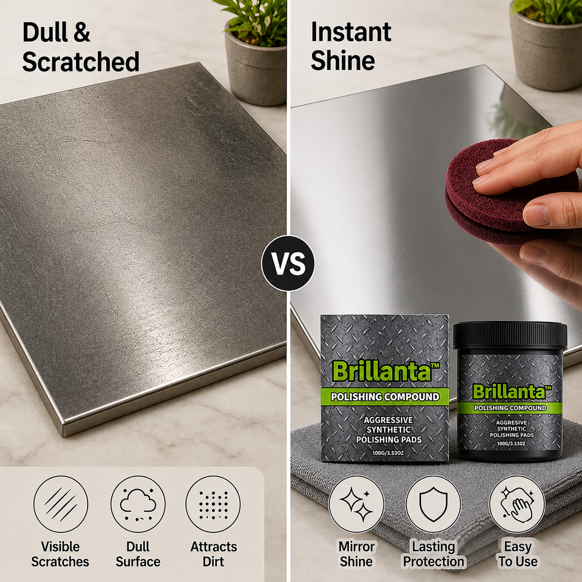 Multi-Surface Scratch Remover Polish 100g | Restores Shine on Metal, Stone & More | Invisible Protective Shield 4