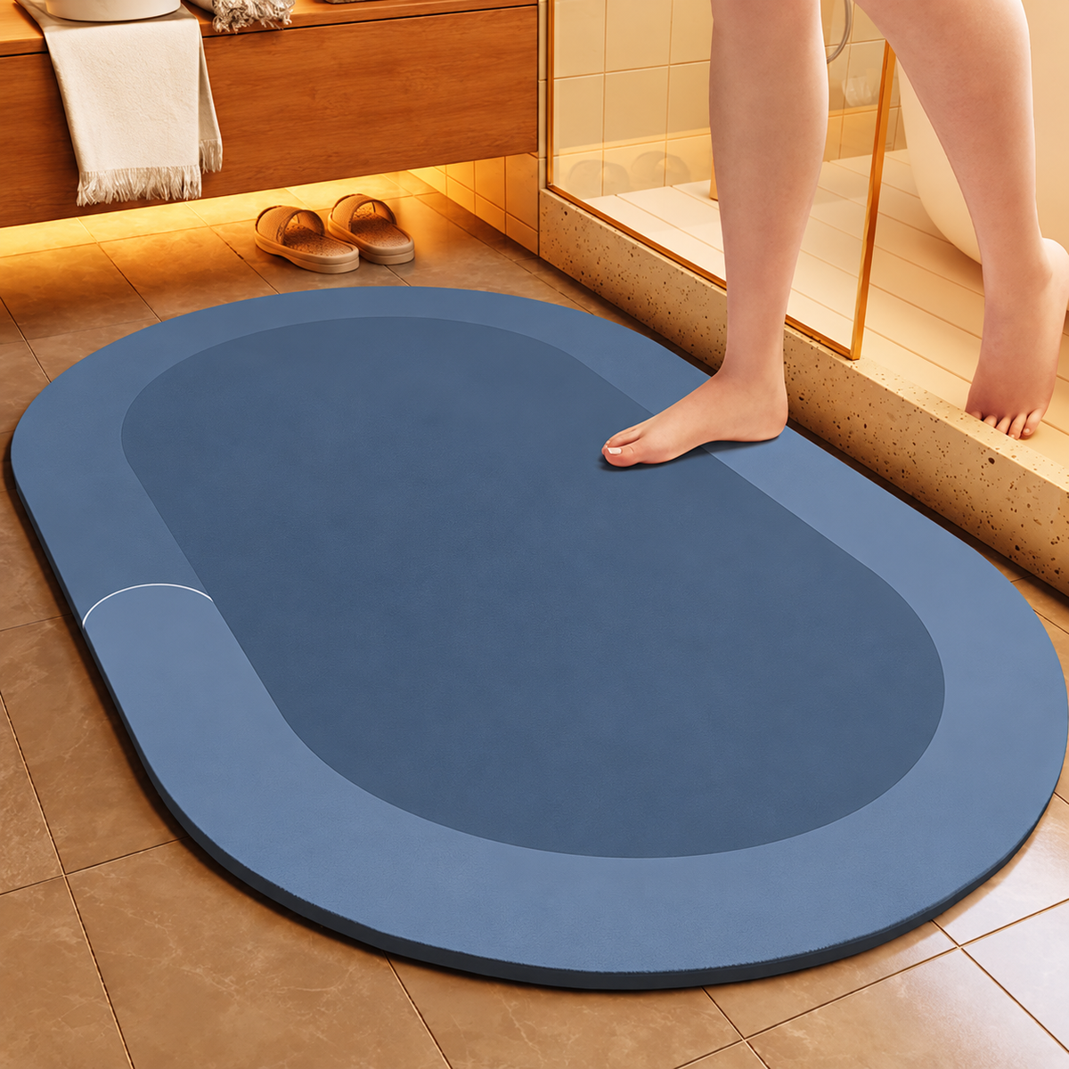 Bath Mat Diatomite Foam Core, Non-Slip Rubber Base | 4 Sizes, 6 Colours, 4 Shapes | Quick-Drying & Water-Absorbent