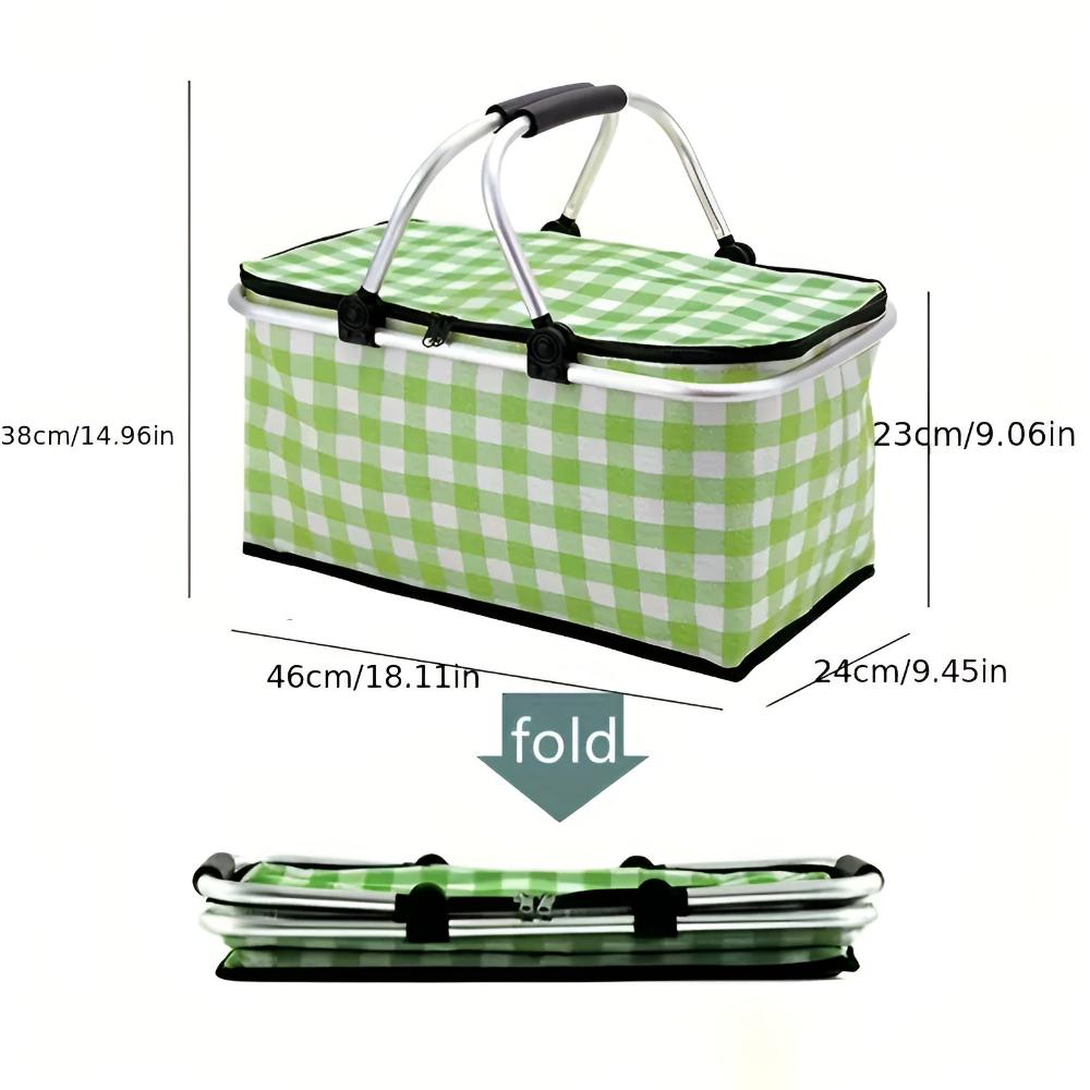 Checkered | Insulated Picnic Basket – Foldable & Spacious 22L Capacity