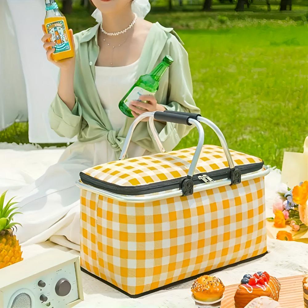 Checkered | Insulated Picnic Basket – Foldable & Spacious 22L Capacity