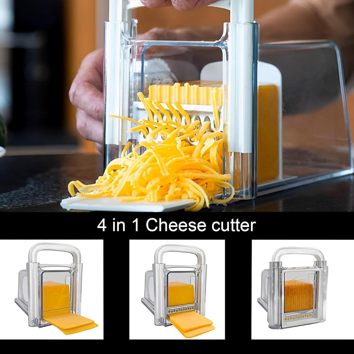 Cheese Slicer, Grater and Airtight Storage Set | Stainless Steel Blade and Fine Grater | Keeps Cheese Fresh for Days