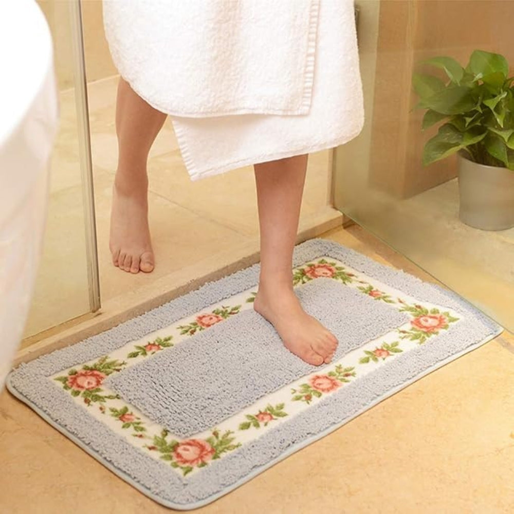 ChicHome | Non-Slip Bath Mat – Quick-Dry Microfiber Floral Design