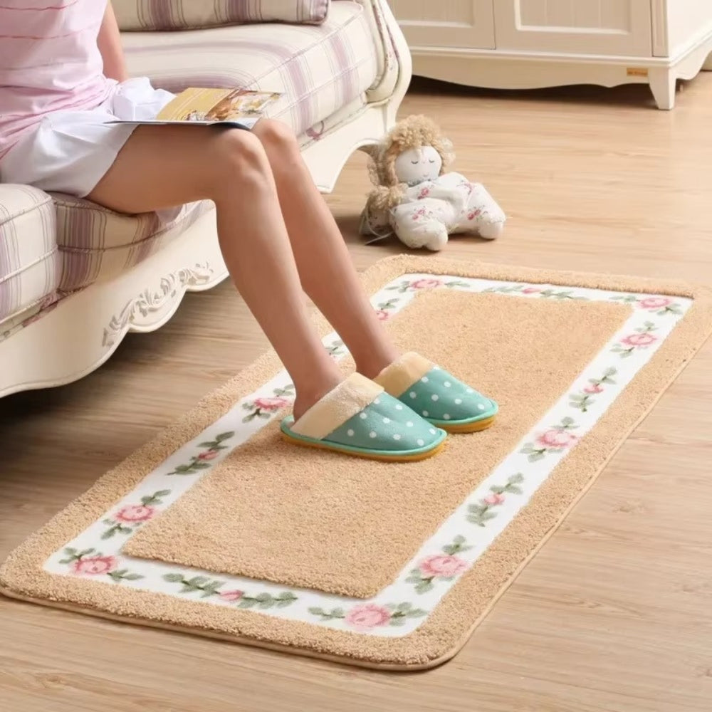 ChicHome | Non-Slip Bath Mat – Quick-Dry Microfiber Floral Design