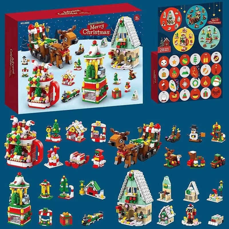 Christmas Advent Calendar Building Block Set | 24 Day Countdown with 24 Mini Block Builds | ABS Material, Includes Instructions
