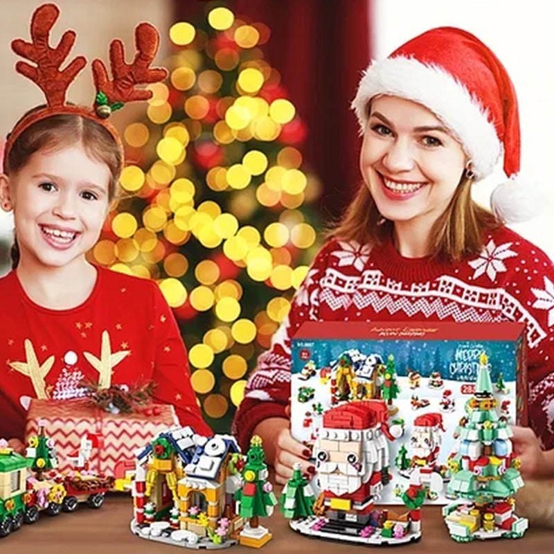 Christmas Advent Calendar Building Block Set | 24 Day Countdown with 24 Mini Block Builds | ABS Material, Includes Instructions