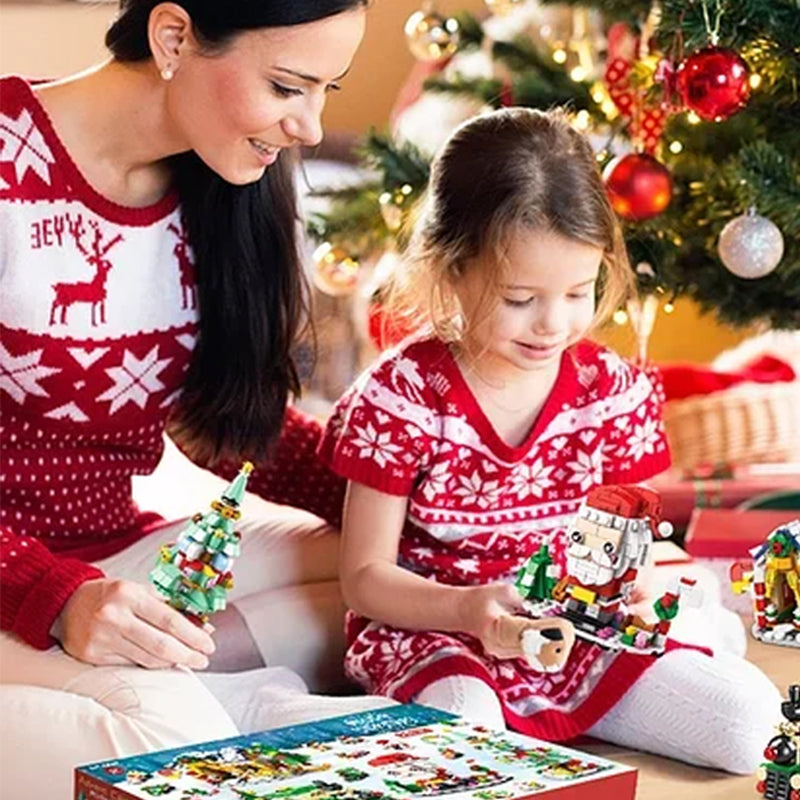 Christmas Advent Calendar Building Block Set | 24 Day Countdown with 24 Mini Block Builds | ABS Material, Includes Instructions