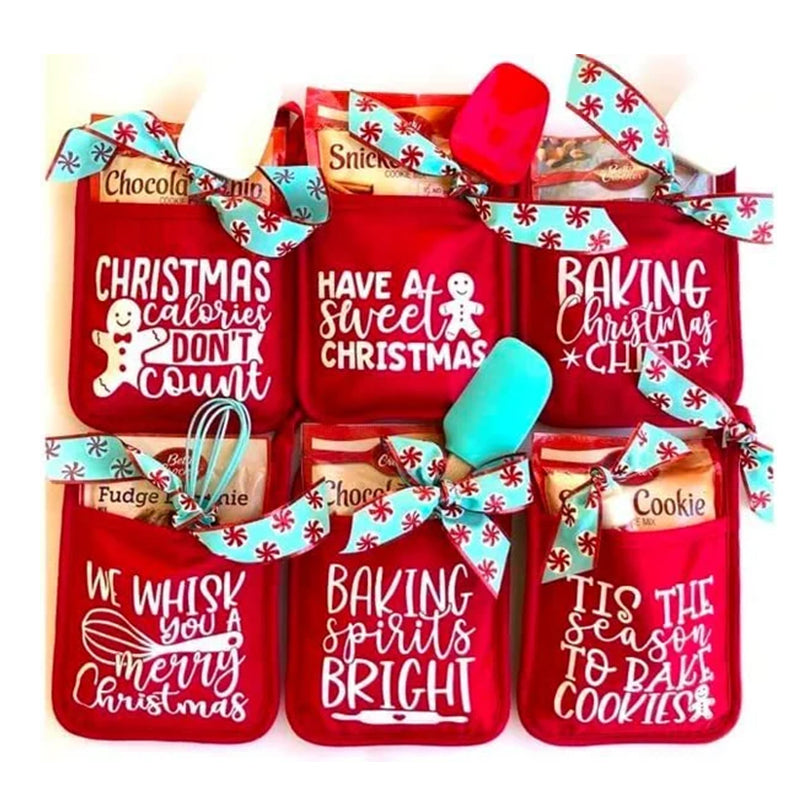Christmas Pot Holder Set with Pockets | 6-Piece Heat Resistant Design with Hanging Loops | Festive Kitchen Decor & Gift Set