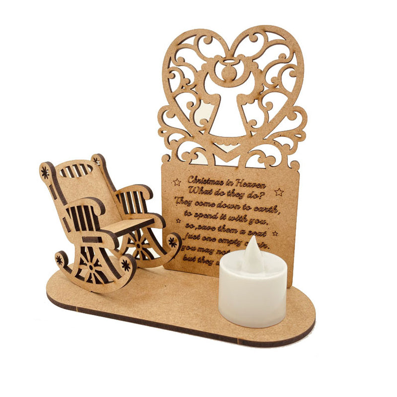 Christmas Remembrance Candle Holder Ornament Linden Wood | Rocking Chair Design, Personalisable | Memorial Keepsake Gift