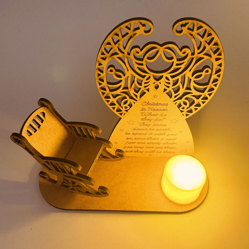 Christmas Remembrance Candle Holder Ornament Linden Wood | Rocking Chair Design, Personalisable | Memorial Keepsake Gift