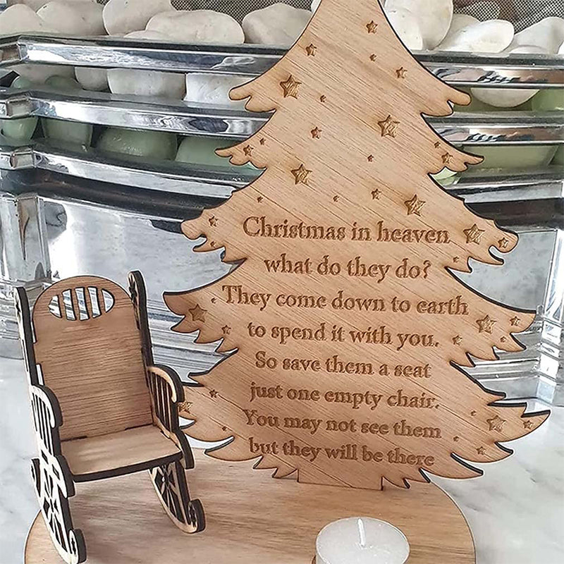Christmas Remembrance Candle Holder Ornament Linden Wood | Rocking Chair Design, Personalisable | Memorial Keepsake Gift