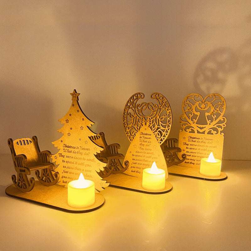 Christmas Remembrance Candle Holder Ornament Linden Wood | Rocking Chair Design, Personalisable | Memorial Keepsake Gift