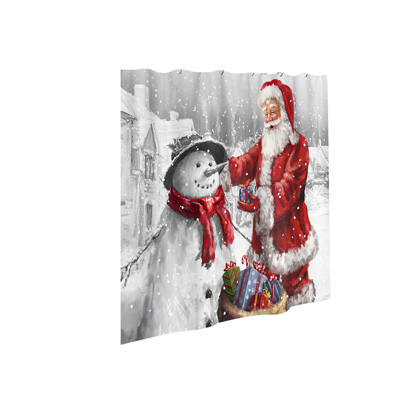 Christmas Shower Curtain Festive Print | Waterproof Polyester | Mould Resistant, Anti-Bacterial, Thick Bathroom Curtain