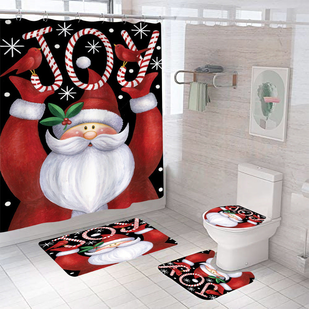 Christmas Shower Curtain Festive Print | Waterproof Polyester | Mould Resistant, Anti-Bacterial, Thick Bathroom Curtain