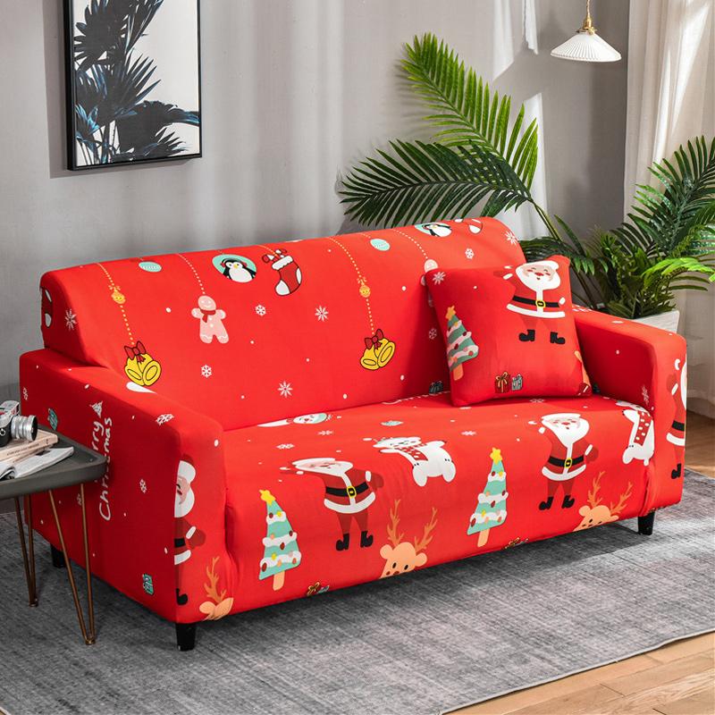 Christmas Sofa Cover Santa Claus & Penguin Designs | Stretch Elastic Fit for 1-4 Seater Sofas | Soft Polyester Protection