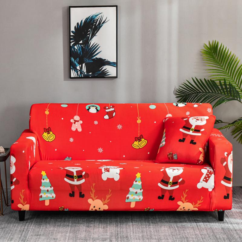 Christmas Sofa Cover Santa Claus & Penguin Designs | Stretch Elastic Fit for 1-4 Seater Sofas | Soft Polyester Protection