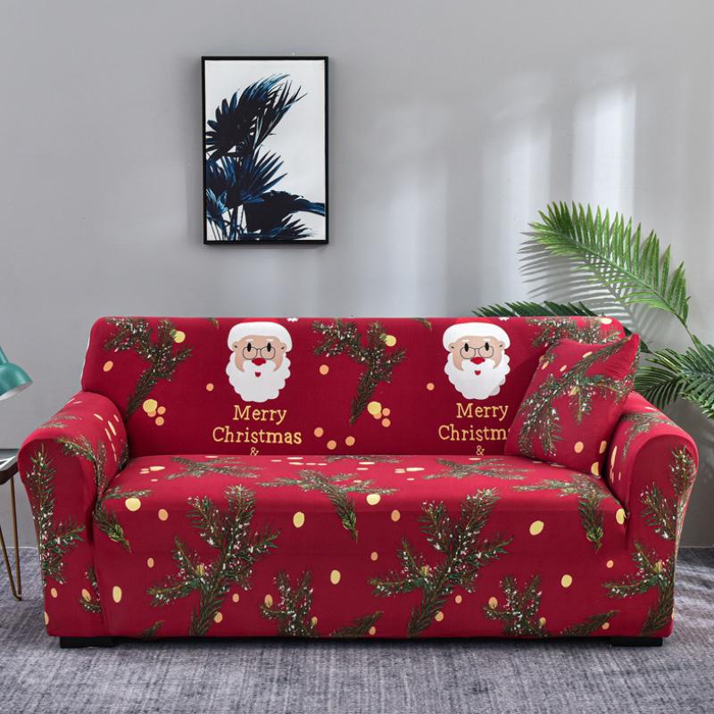 Christmas Sofa Cover Santa Claus & Penguin Designs | Stretch Elastic Fit for 1-4 Seater Sofas | Soft Polyester Protection
