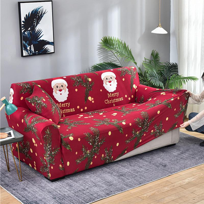 Christmas Sofa Cover Santa Claus & Penguin Designs | Stretch Elastic Fit for 1-4 Seater Sofas | Soft Polyester Protection