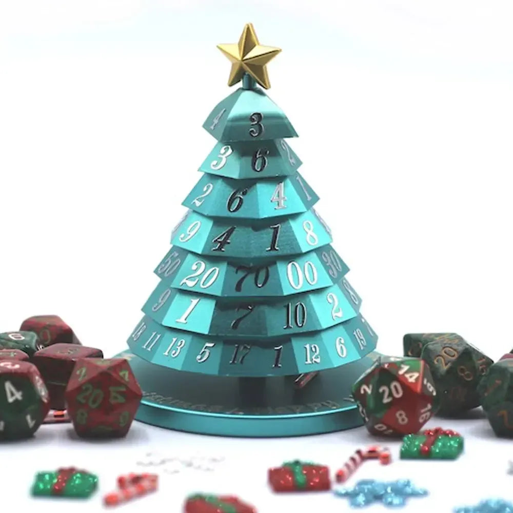 Christmas Tree Spinning Dice | Spin-Down Tabletop Dice for Tabletop RPGs and Board Games | PVC Build Resists Fading