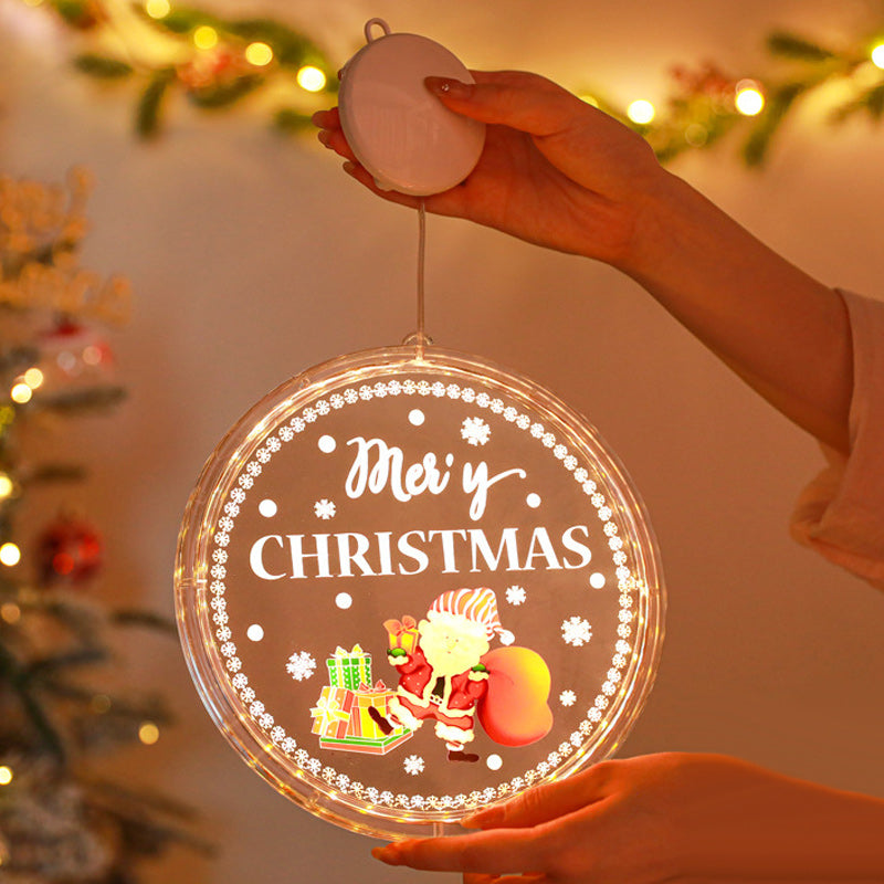 Christmas Window Hanging Lights | Suction Cup Silhouette with Battery-Powered LED | Acrylic Design, Multiple Festive Styles