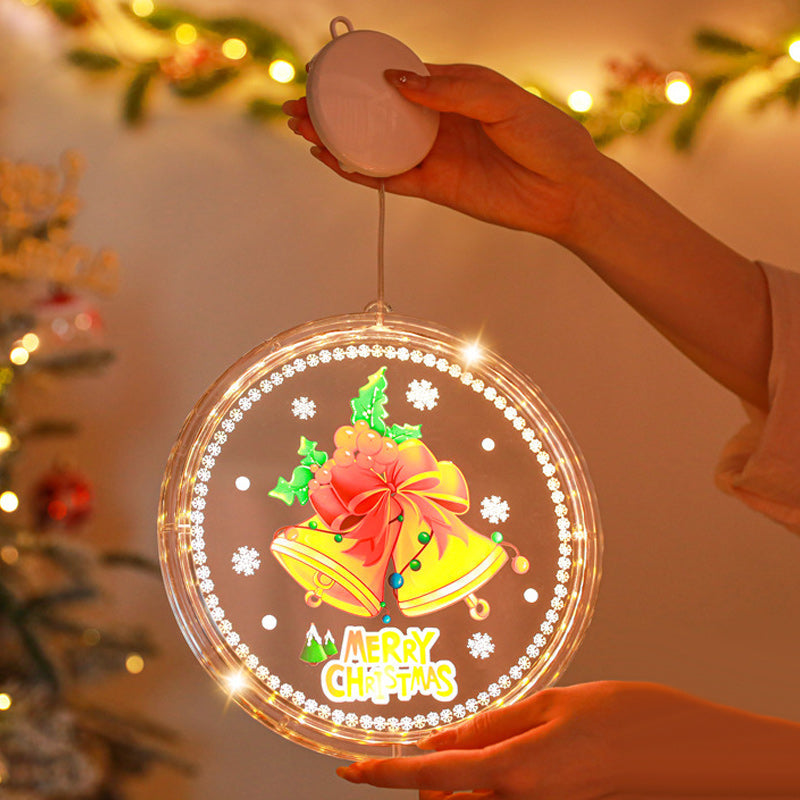 Christmas Window Hanging Lights | Suction Cup Silhouette with Battery-Powered LED | Acrylic Design, Multiple Festive Styles