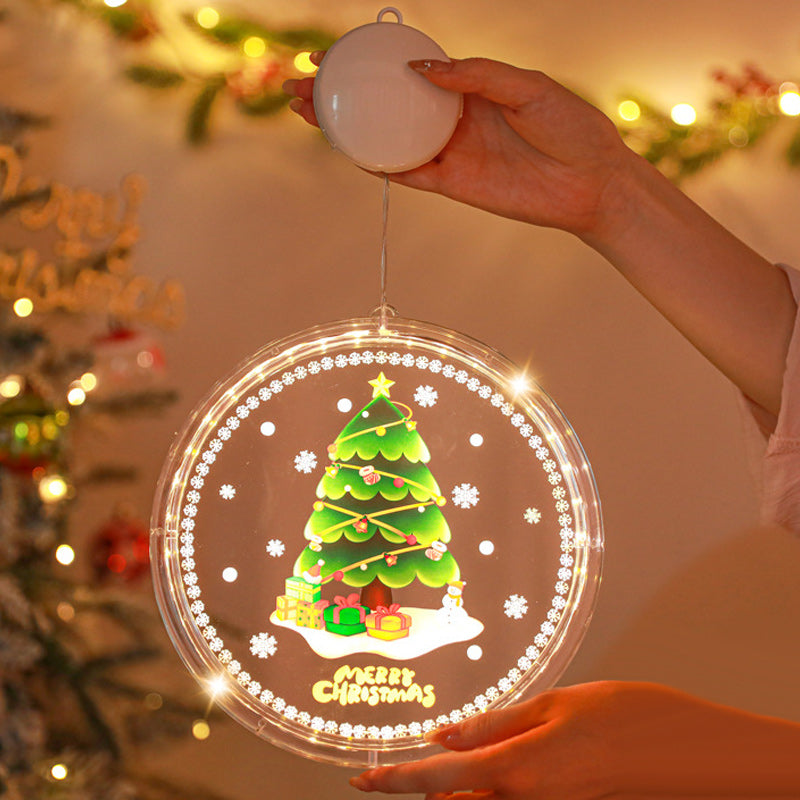 Christmas Window Hanging Lights | Suction Cup Silhouette with Battery-Powered LED | Acrylic Design, Multiple Festive Styles
