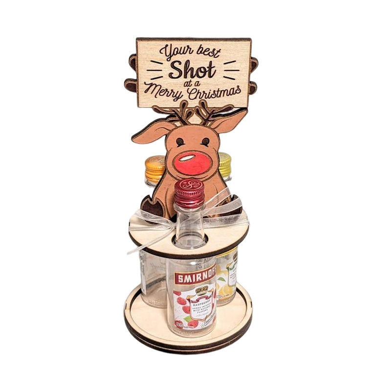 Christmas Wine Bottle Holder Figure | Penguin, Reindeer and Gnome Table Decoration Styles | Wooden Festive Centrepiece
