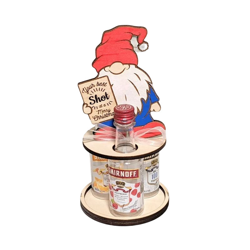 Christmas Wine Bottle Holder Figure | Penguin, Reindeer and Gnome Table Decoration Styles | Wooden Festive Centrepiece