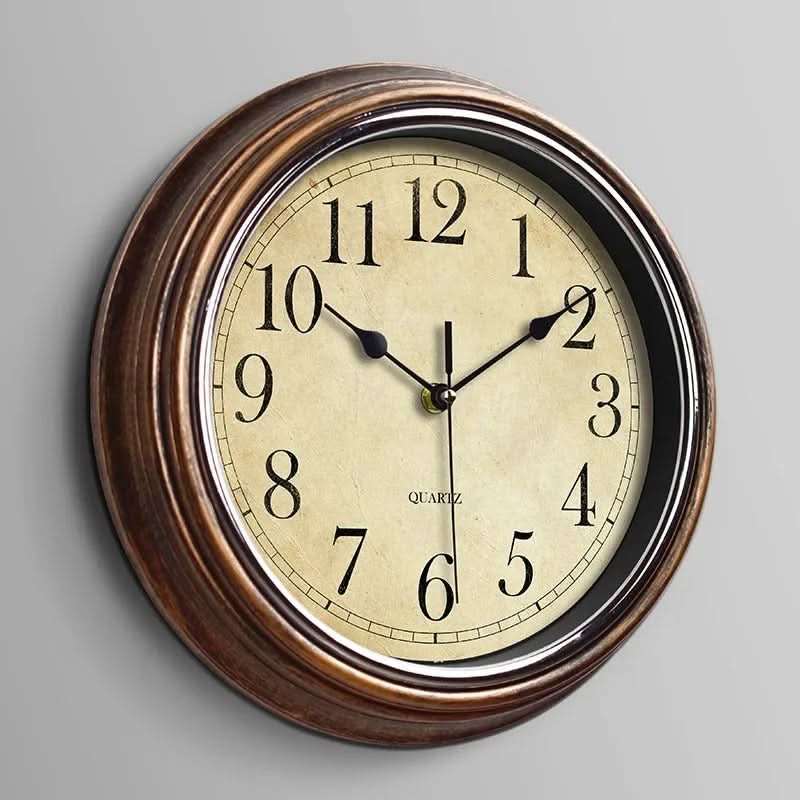 Classic Wall Clock - Silent Mechanism - 30 cm Brown Finish