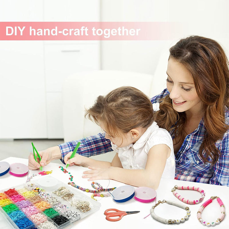 Clay Beads Bracelet Making Kit | 5520 Beads & 550 Charms Set | Polymer Clay Jewellery Craft Kit for Kids & Adults