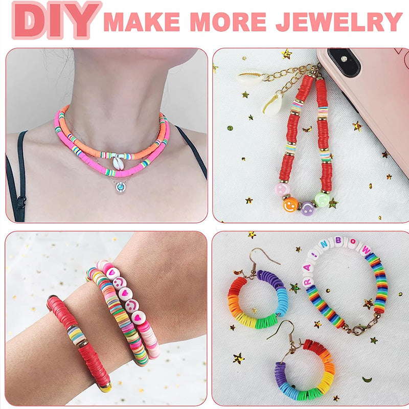Clay Beads Bracelet Making Kit | 5520 Beads & 550 Charms Set | Polymer Clay Jewellery Craft Kit for Kids & Adults