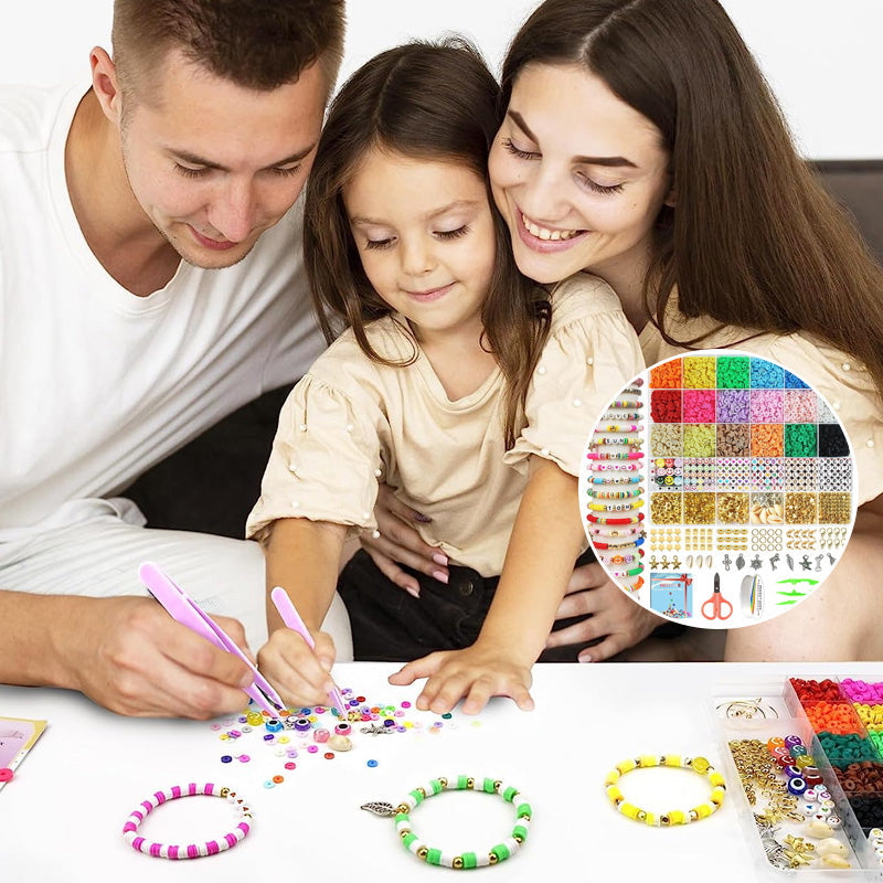 Clay Beads Bracelet Making Kit | 5520 Beads & 550 Charms Set | Polymer Clay Jewellery Craft Kit for Kids & Adults