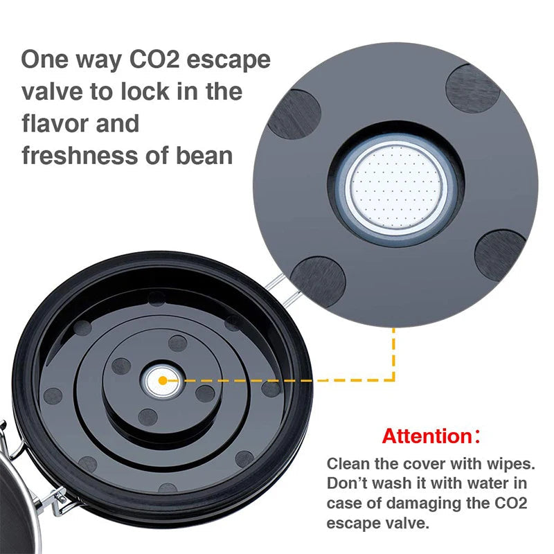Coffee Container | Lever Clamp Lid, Dial And Front Scoop