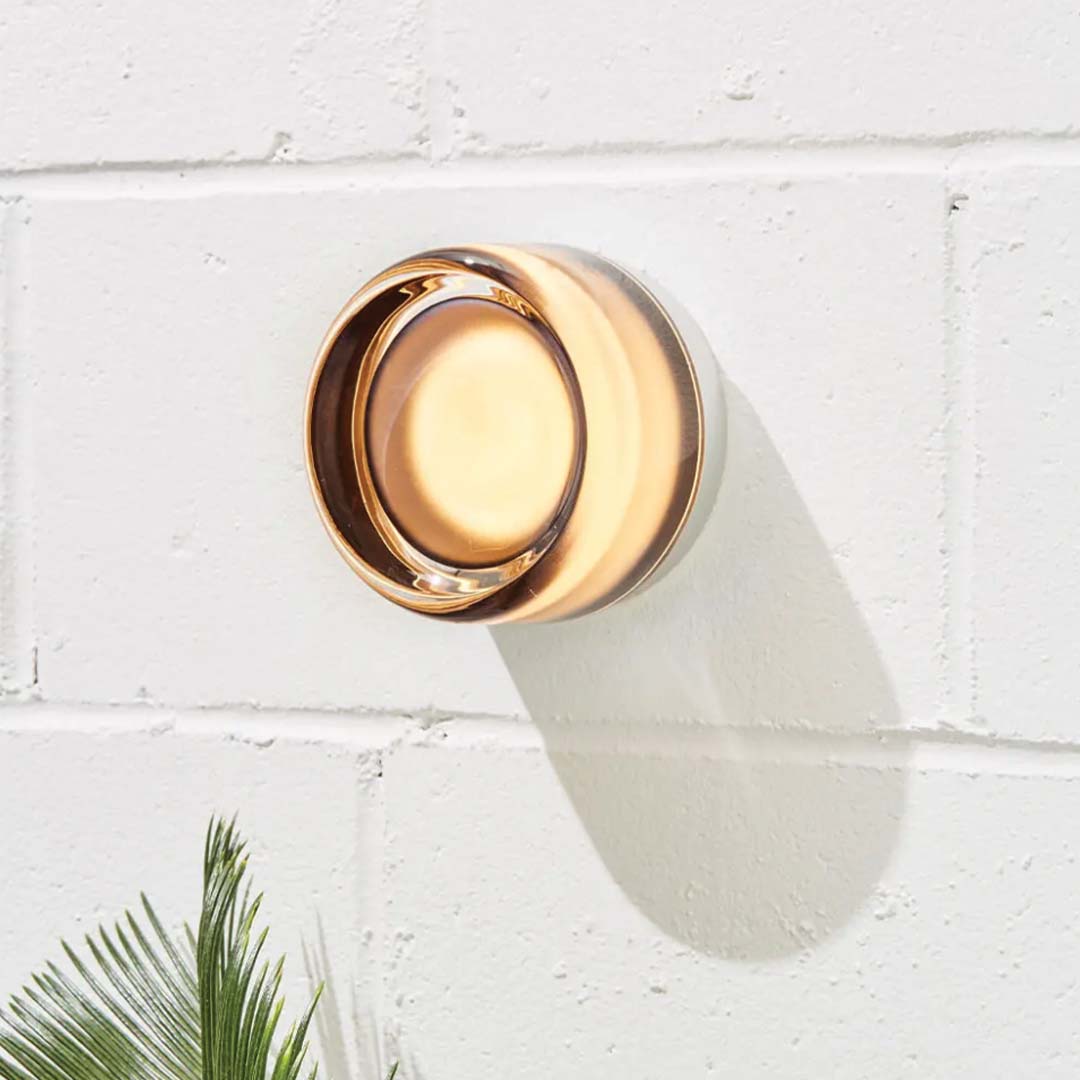 Compact Glass Wall Lamp | Domed Lens In A Ribbed Ring
