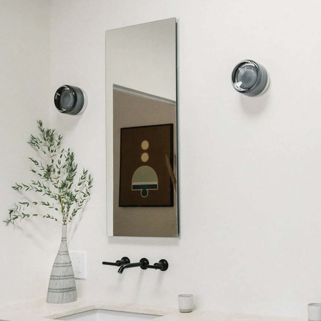 Compact Glass Wall Lamp | Domed Lens In A Ribbed Ring
