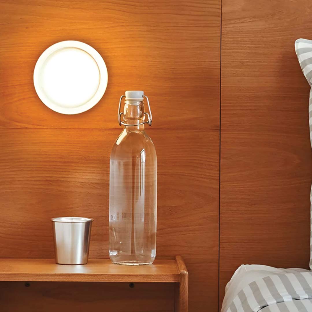 Compact Glass Wall Lamp | Domed Lens In A Ribbed Ring