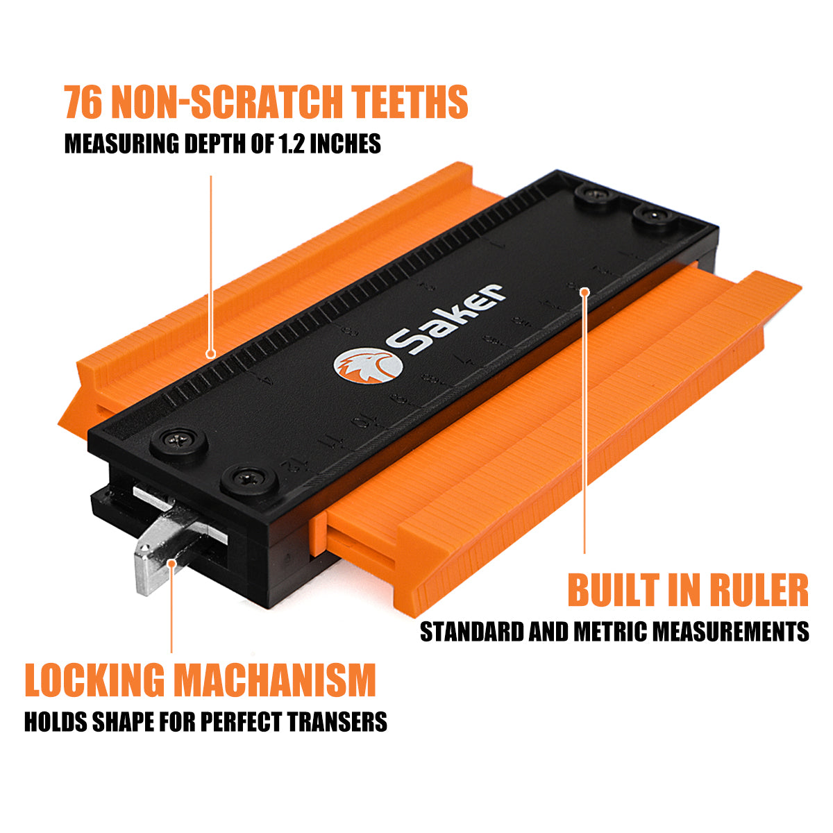 Contour Gauge Tool Locking Teeth ABS Plastic with Instant Template Trace