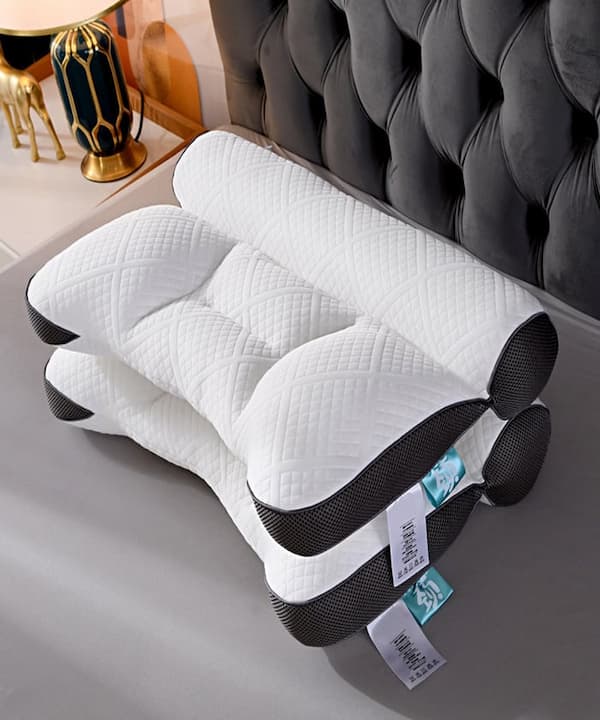 Contoured Memory Foam Neck Pillow | Ergonomic Cervical Support with Ear Cutout | Breathable Hypoallergenic Cooling Cover