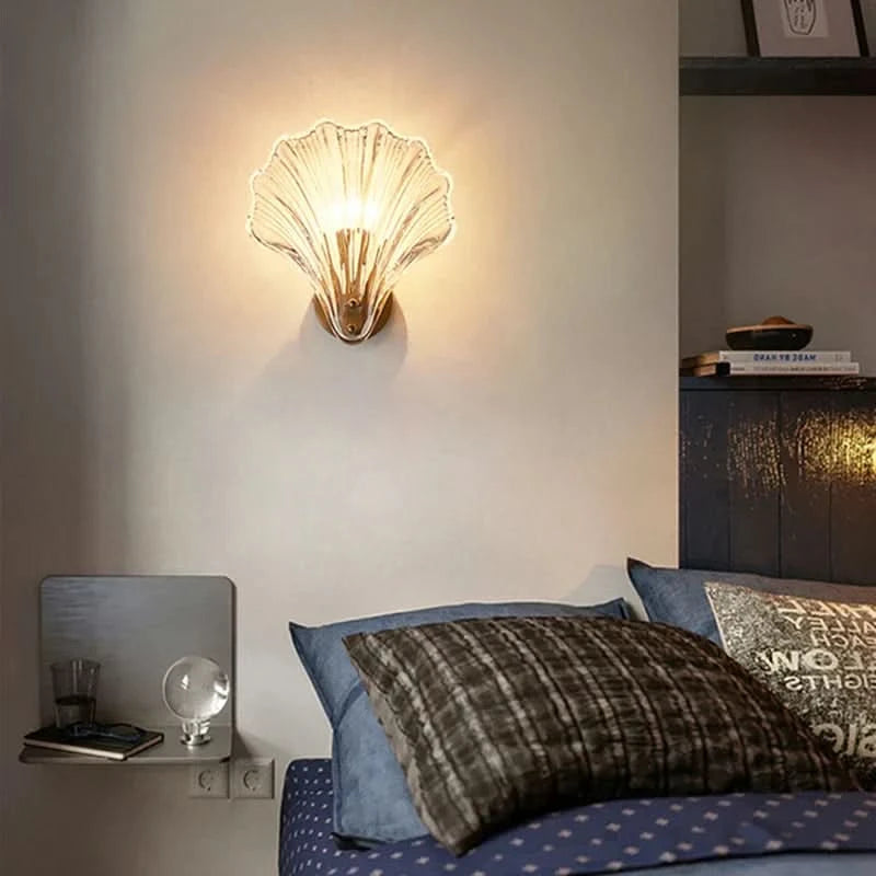 CoralBeam | Shell Glass Wall Light – Warm LED Design for Elegant Interiors