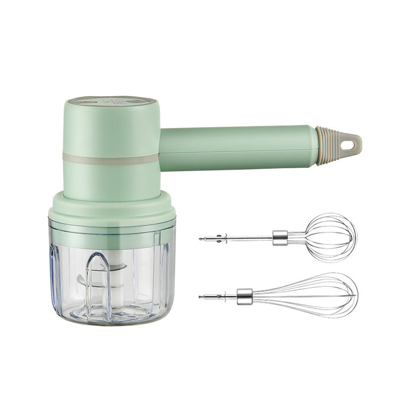 Cordless Electric Mixer with Whisk, Chopper & Blender | USB Rechargeable, 3 Speeds + Turbo | Splatter-Free Mixing & Chopping